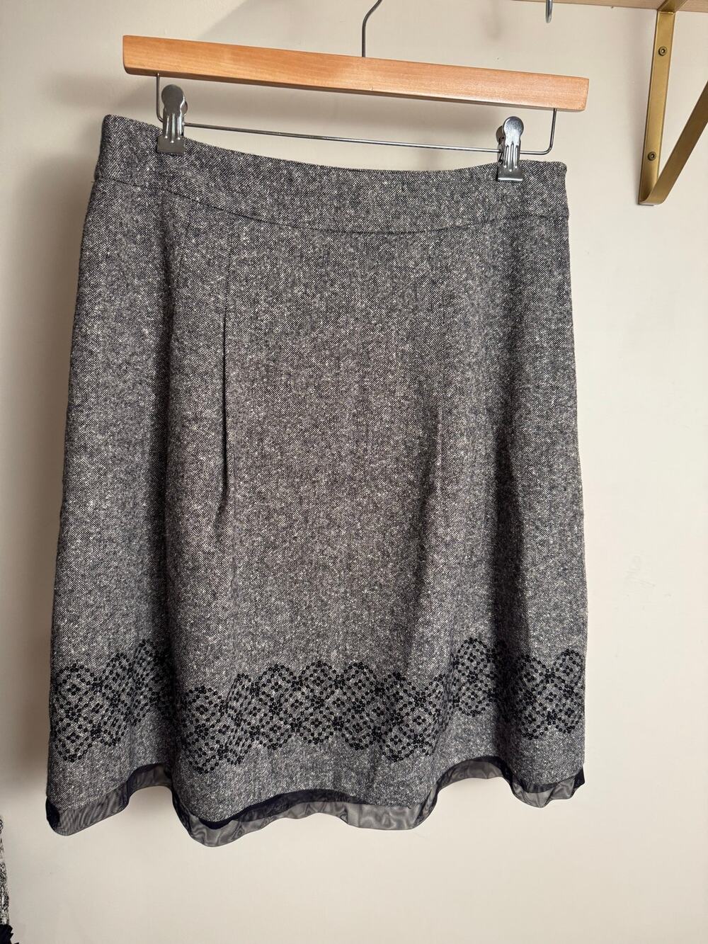 Ann Taylor Wool and Silk Woven Skirt With Beaded Accent